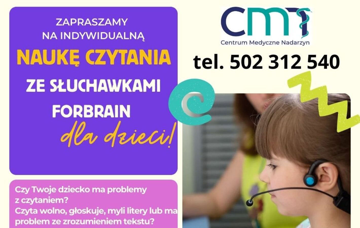 Nauka czytania ze słuchawkami Forbrain
