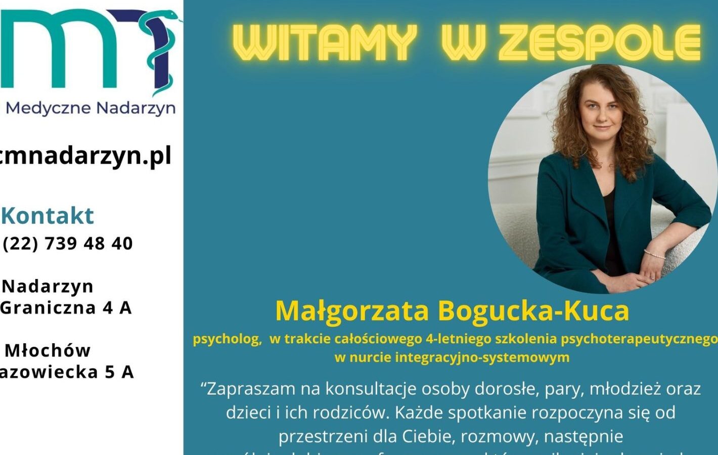 Psycholog – witamy w Zespole
